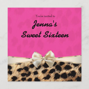 Invitation d'anniversaire avec arc rose et guépard
