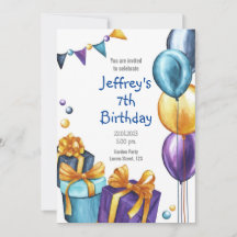 Invitation d'anniversaire avec ballons et invitati