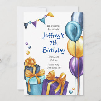 Invitation d'anniversaire avec ballons et invitati