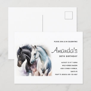 Invitation d'anniversaire avec des chevaux magnifi