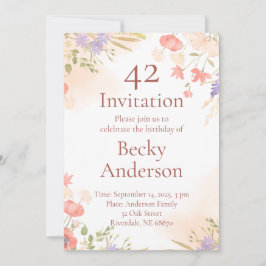 Invitation d'anniversaire avec des fleurs d'aquare