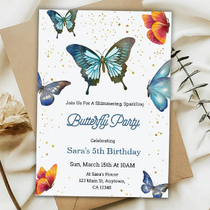 Invitation d'anniversaire avec des papillons color