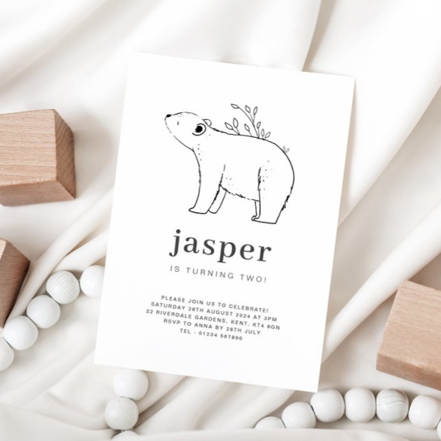 Invitation d'anniversaire avec dessin ours au trai (Créateur téléchargé)