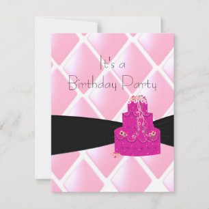 Invitation d'anniversaire avec diamants roses et g