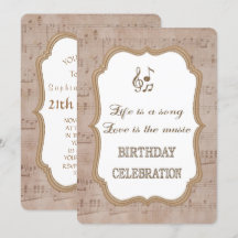 Invitation d'anniversaire avec feuille de musique 