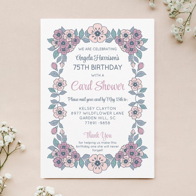 Invitation d'anniversaire avec gerbe de fleurs à e (Créateur téléchargé)