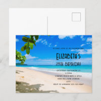 Invitation d'anniversaire avec photo de plage trop