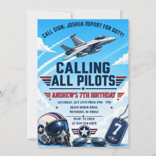 Invitation d'anniversaire avion de combat pour enf