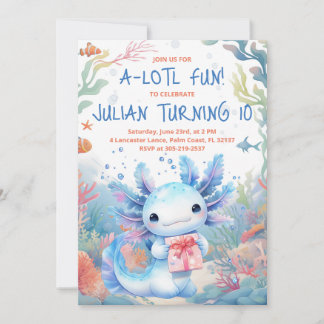 Invitation d'anniversaire Axolotl
