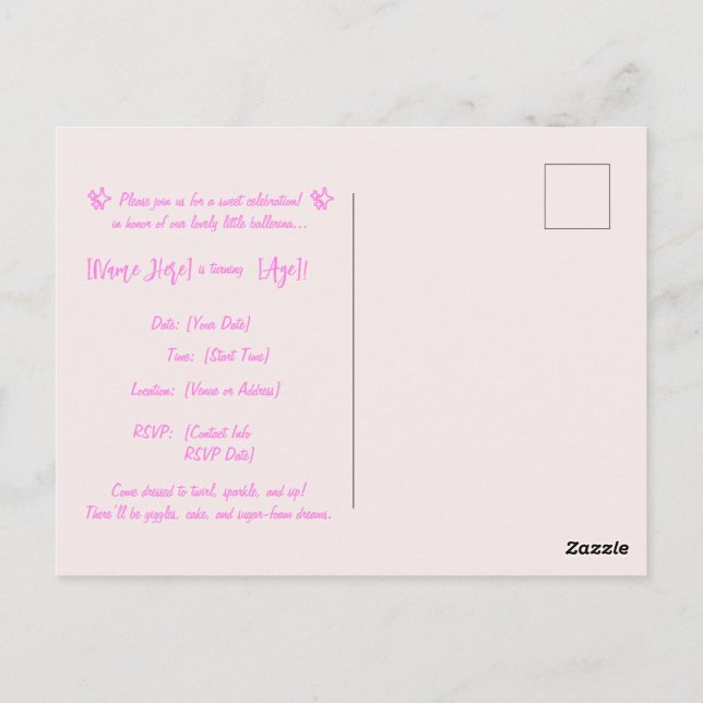 Invitation d'anniversaire Ballerina Cappuccina – P (Dos)