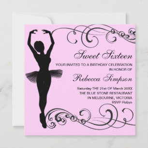 Invitation d'anniversaire Ballerine et Tourbillon