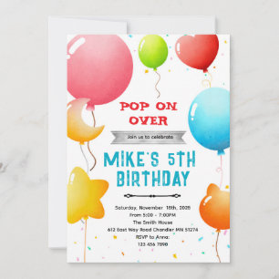 Invitation d'anniversaire Ballons Arc-en-ciel