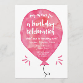 Invitation d'anniversaire | Ballotte rose Aquarell