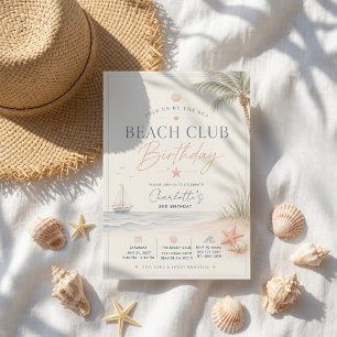 Invitation d'anniversaire Beach Club   Nauticale C