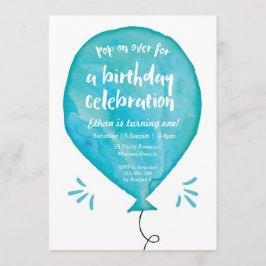 Invitation d'anniversaire | Bleu Aquarelle