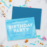 Invitation d'anniversaire Bleu encre roulée pour t