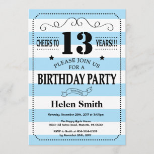Invitation d'anniversaire Bleu et Blancs