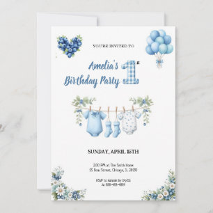 Invitation d'anniversaire BLEUE LA PLUS MIGNONNE