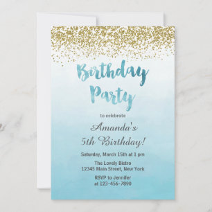 Invitation d'anniversaire Blue and Gold