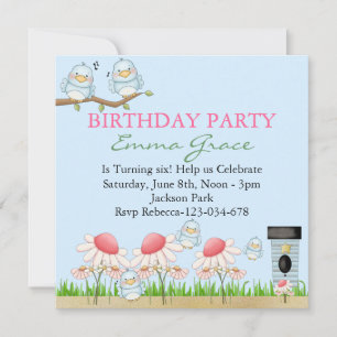 Invitation d'anniversaire Blue Bird