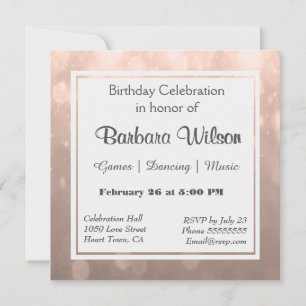 Invitation d'anniversaire   Blush Bokeh
