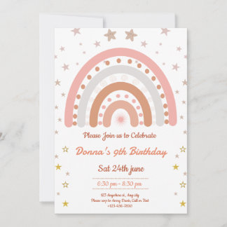 Invitation d'anniversaire Boho Rainbow