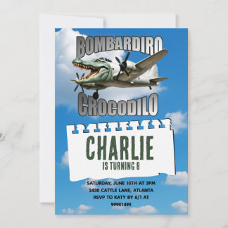 Invitation d'anniversaire Bombardiro Crocodilo