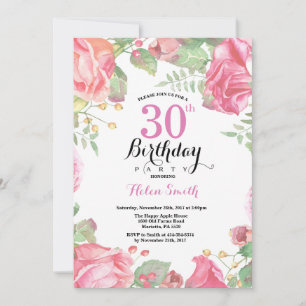 Invitation d'anniversaire botanique florale 30 ans