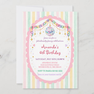 Invitation d'anniversaire boule disco chaîne paste