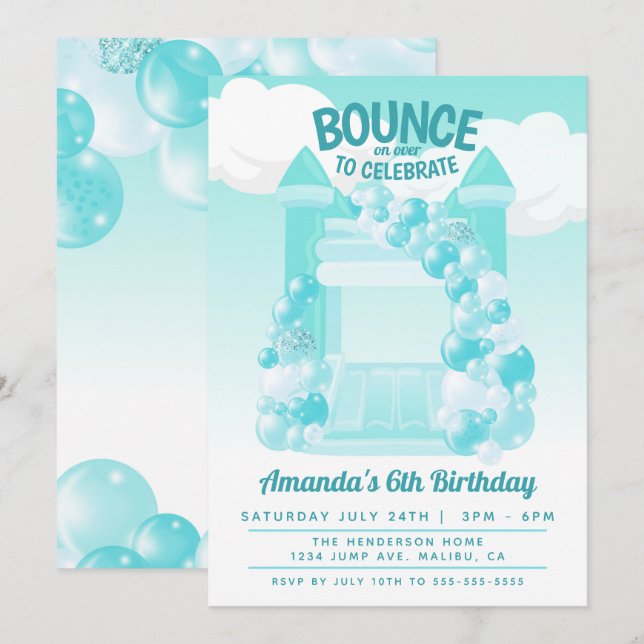 Invitation d'anniversaire Bounce House (Devant / Derrière)