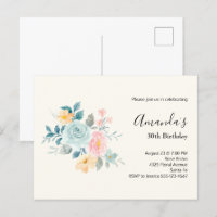 Invitation d'anniversaire Bouquet de fleurs rose e
