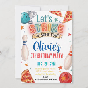 Invitation d'anniversaire Bowling Pizza