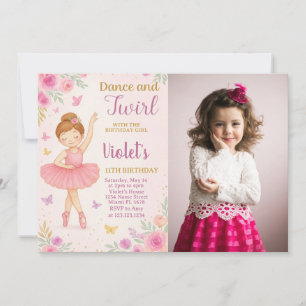 Invitation d'anniversaire branchée Ballerina avec 