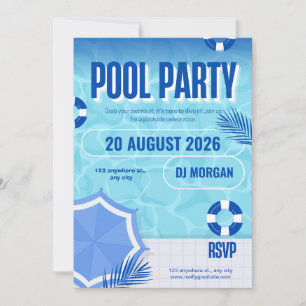 Invitation d'anniversaire BRUH Blue Pool Party   É