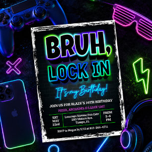 Invitation d'anniversaire Bruh Lock In