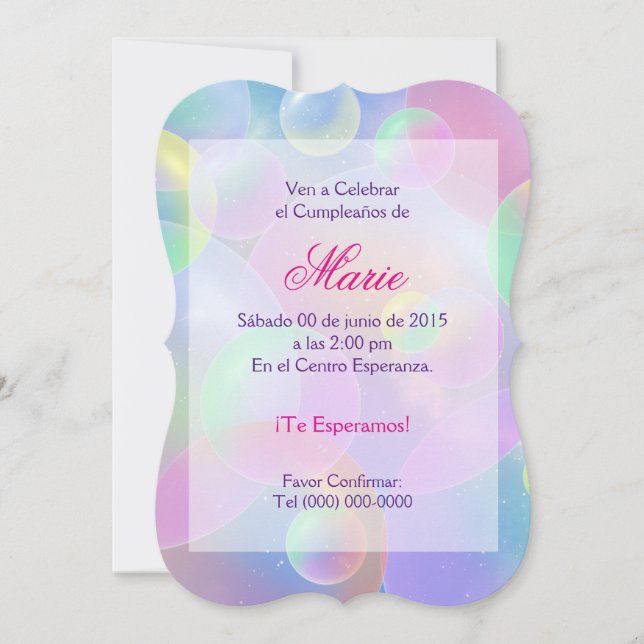 Invitation d'anniversaire - Bulles (Devant)