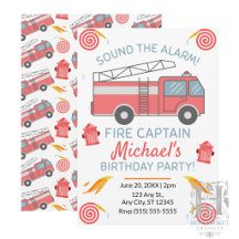 Invitation d'anniversaire Camion de pompiers
