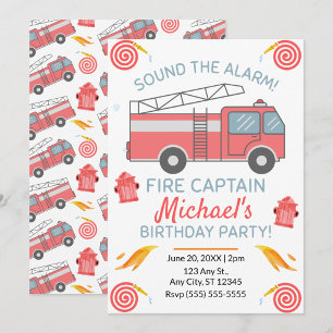 Invitation d'anniversaire Camion de pompiers