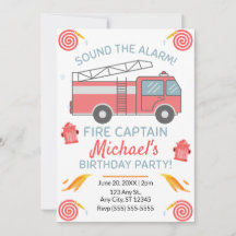 Invitation d'anniversaire Camion de pompiers