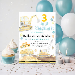 Invitation d'anniversaire Camions de construction