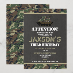 Invitation d'anniversaire Camo Army Camouflage