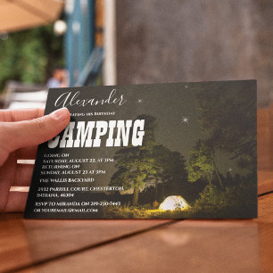Invitation d'anniversaire Camping sous le ciel noc
