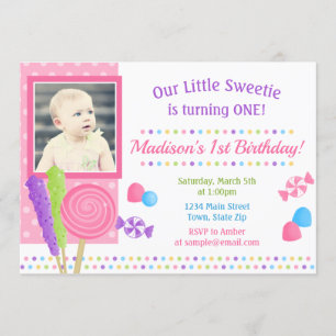 Invitation d'anniversaire Candy Candyland 1er anni