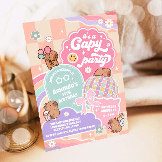 Invitation d'anniversaire Capy Party Cloud Rainbow