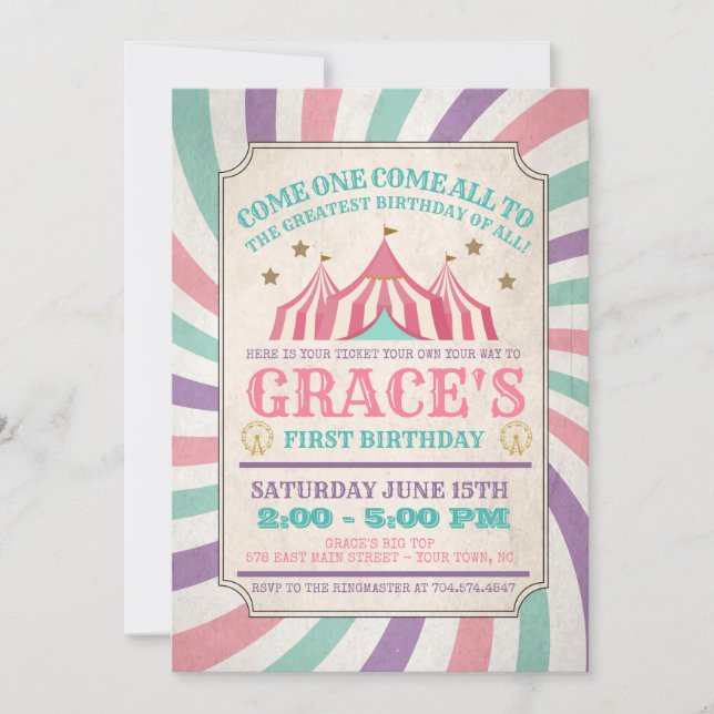 Invitation d'anniversaire Carnaval (Devant)