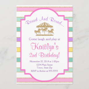 Invitation d'anniversaire Carousel Parties scintil