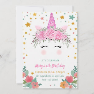 Invitation d'anniversaire Caticorn cati corn invit