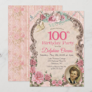 Invitation d'anniversaire centenaire 100e vintage