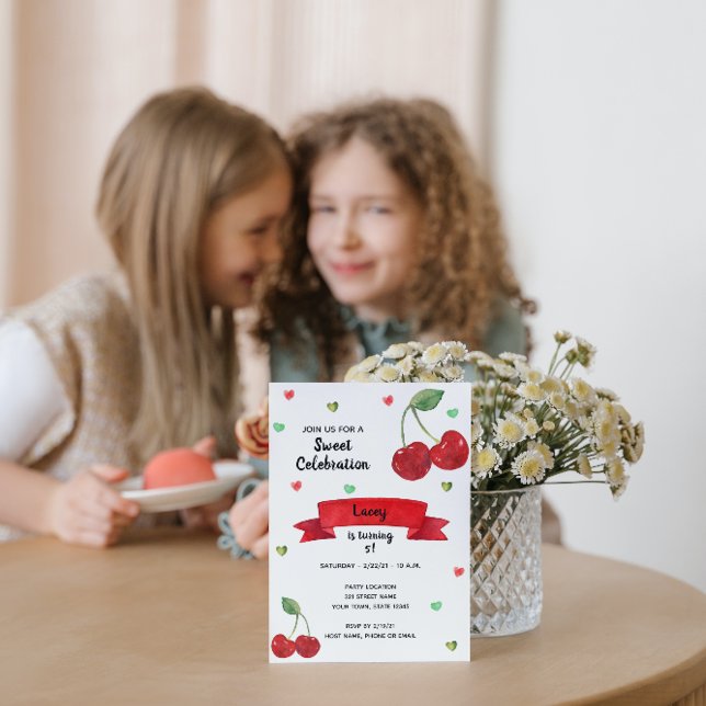 Invitation d'anniversaire cerise (Créateur téléchargé)