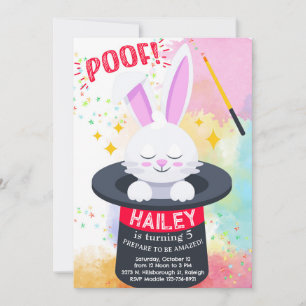 Invitation d'anniversaire chapeau de magicien et f